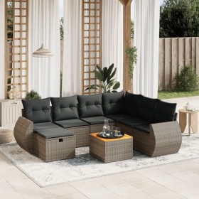 Gartensofa-Set, 8-teilig, mit grauen Kissen aus synthetischem Rattan. von vidaXL, Gartensets - Ref: Foro24-3265078, Preis: 48...