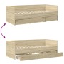 Tumbona con cajones madera ingeniería roble Sonoma 90x200 cm de vidaXL, Camas y somieres - Ref: Foro24-3280820, Precio: 198,5...