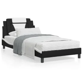 Bed frame with black and white synthetic leather headboard by vidaXL, Beds and slatted bases - Ref: Foro24-3208080, Price: 12...