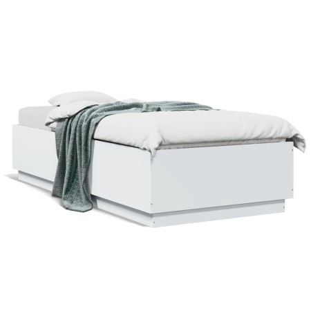 Estructura de cama madera de ingeniería blanca 100x200 cm de vidaXL, Camas y somieres - Ref: Foro24-3209716, Precio: 121,25 €...