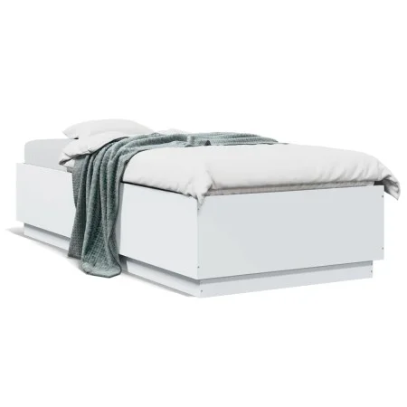 White engineered wood bed frame 100x200 cm by vidaXL, Beds and slatted bases - Ref: Foro24-3209716, Price: 119,79 €, Discount: %