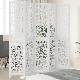 Biombo separador de 5 paneles madera maciza Paulownia blanco by vidaXL, Room dividers - Ref: Foro24-358743, Price: 147,10 €, ...