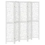 Biombo separador de 5 paneles madera maciza Paulownia blanco de vidaXL, Divisores de ambientes - Ref: Foro24-358743, Precio: ...