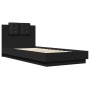 Bed frame with black engineered wood headboard 90x200 cm by vidaXL, Beds and slatted bases - Ref: Foro24-3209941, Price: 151,...