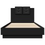Bed frame with black engineered wood headboard 90x200 cm by vidaXL, Beds and slatted bases - Ref: Foro24-3209941, Price: 151,...