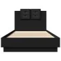 Bed frame with black engineered wood headboard 90x200 cm by vidaXL, Beds and slatted bases - Ref: Foro24-3209941, Price: 149,...