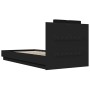 Bed frame with black engineered wood headboard 90x200 cm by vidaXL, Beds and slatted bases - Ref: Foro24-3209941, Price: 151,...