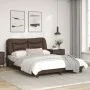 Estructura cama con luces LED cuero sintético marrón 140x200 cm de vidaXL, Camas y somieres - Ref: Foro24-3213936, Precio: 26...