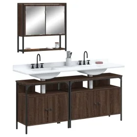 Set de muebles baño 3 pzas madera contrachapada roble marrón de vidaXL, Muebles de baño - Ref: Foro24-3214669, Precio: 147,70...