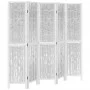 Biombo separador de 5 paneles madera maciza Paulownia blanco de vidaXL, Divisores de ambientes - Ref: Foro24-358678, Precio: ...
