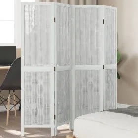 Biombo separador de 4 paneles madera maciza Paulownia blanco by vidaXL, Room dividers - Ref: Foro24-358673, Price: 99,18 €, D...
