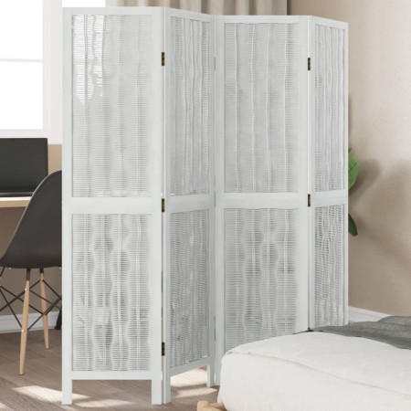 Biombo separador de 4 paneles madera maciza Paulownia blanco by vidaXL, Room dividers - Ref: Foro24-358673, Price: 107,18 €, ...
