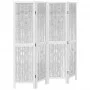 Biombo separador de 4 paneles madera maciza Paulownia blanco by vidaXL, Room dividers - Ref: Foro24-358673, Price: 99,18 €, D...