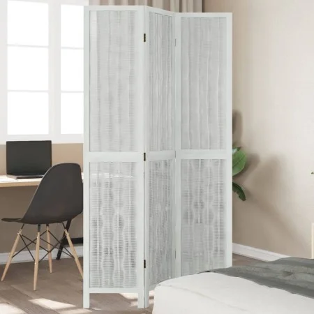 Biombo separador de 3 paneles madera maciza Paulownia blanco by vidaXL, Room dividers - Ref: Foro24-358671, Price: 96,64 €, D...