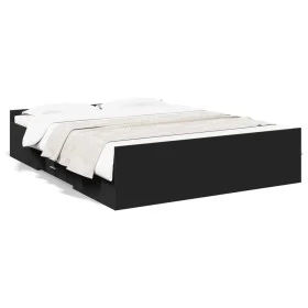 Black engineered wood bed frame with drawers 160x200 cm by vidaXL, Beds and slatted bases - Ref: Foro24-3280280, Price: 164,7...