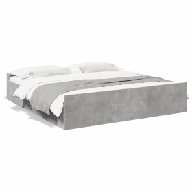 Concrete gray engineered wood bed with drawers 180x200 cm by vidaXL, Beds and slatted bases - Ref: Foro24-3280275, Price: 160...
