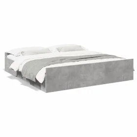 Concrete gray engineered wood bed with drawers 180x200 cm by vidaXL, Beds and slatted bases - Ref: Foro24-3280275, Price: 158...