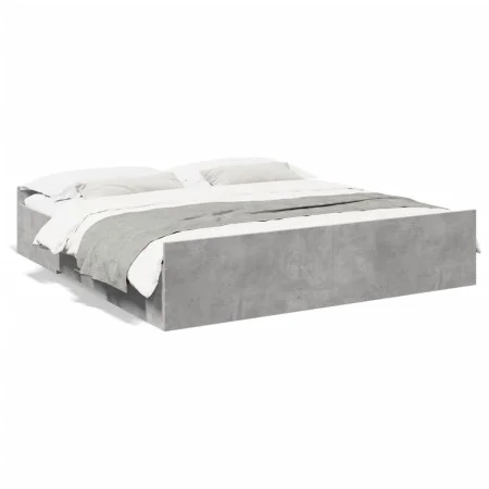 Concrete gray engineered wood bed with drawers 180x200 cm by vidaXL, Beds and slatted bases - Ref: Foro24-3280275, Price: 158...