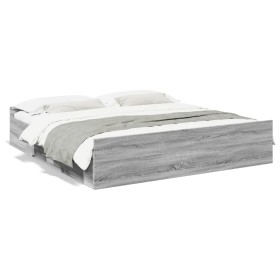 Sonoma gray engineered wood bed with drawers 180x200 cm by vidaXL, Beds and slatted bases - Ref: Foro24-3280277, Price: 164,8...