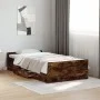 Smoked oak engineered wood bed with drawers 100x200 cm by vidaXL, Beds and slatted bases - Ref: Foro24-3280332, Price: 116,11...