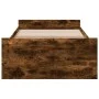 Smoked oak engineered wood bed with drawers 100x200 cm by vidaXL, Beds and slatted bases - Ref: Foro24-3280332, Price: 116,11...