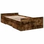 Smoked oak engineered wood bed with drawers 100x200 cm by vidaXL, Beds and slatted bases - Ref: Foro24-3280332, Price: 116,11...