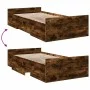 Smoked oak engineered wood bed with drawers 100x200 cm by vidaXL, Beds and slatted bases - Ref: Foro24-3280332, Price: 116,11...