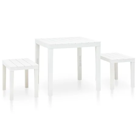Gartentisch mit 2 weißen Kunststoffbänken von vidaXL, Gartensets - Ref: Foro24-48777, Preis: 86,64 €, Rabatt: %