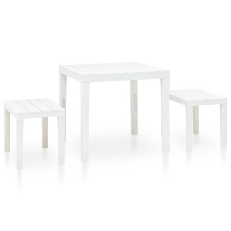 Mesa de jardín con 2 bancos plástico blanco de vidaXL, Conjuntos de jardín - Ref: Foro24-48777, Precio: 87,52 €, Descuento: %