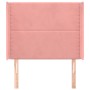 Cabecero con orejas de terciopelo rosa 103x16x118/128 cm