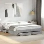 Concrete gray engineered wood bed with drawers 180x200 cm by vidaXL, Beds and slatted bases - Ref: Foro24-3280366, Price: 207...