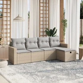 Juego de sofás jardín con cojines beige mezcla 5 pzas ratán PE by vidaXL, Garden sets - Ref: Foro24-3263465, Price: 305,20 €,...