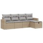 Juego de sofás jardín con cojines beige mezcla 5 pzas ratán PE by vidaXL, Garden sets - Ref: Foro24-3263465, Price: 310,16 €,...
