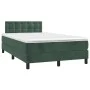 Box spring bed with mattress and LED dark green velvet 120x190cm by vidaXL, Beds and slatted bases - Ref: Foro24-3270180, Pri...