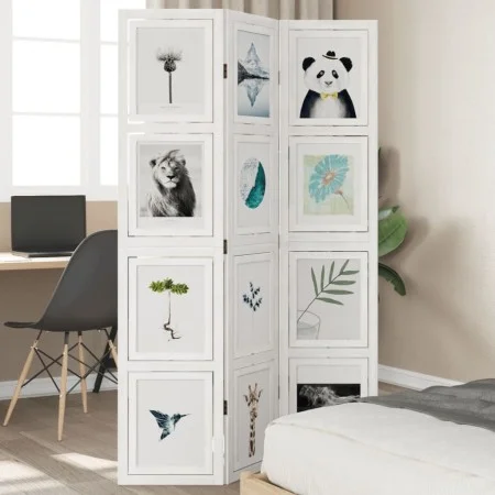 Three-panel solid Paulownia wood room divider screen in white. by vidaXL, Room dividers - Ref: Foro24-358686, Price: 98,82 €,...
