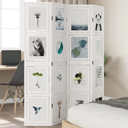 Biombo separador de 4 paneles madera maciza Paulownia blanco by vidaXL, Room dividers - Ref: Foro24-358690, Price: 128,84 €, ...