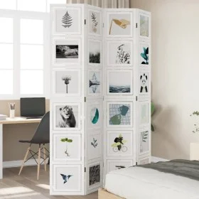 Biombo separador de 4 paneles madera maciza Paulownia blanco by vidaXL, Room dividers - Ref: Foro24-358692, Price: 128,80 €, ...