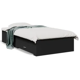 Black engineered wood bed with drawers 75x190 cm by vidaXL, Beds and slatted bases - Ref: Foro24-3280441, Price: 106,17 €, Di...