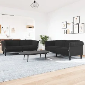 Zweiteiliges Samt-Sofa-Set in Schwarz von vidaXL, Sofas - Ref: Foro24-3209224, Preis: 464,36 €, Rabatt: %