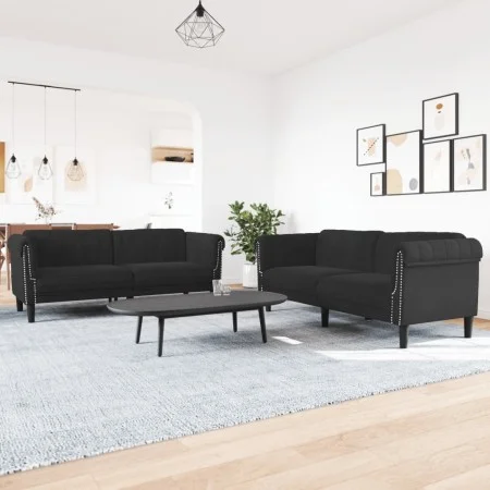 Zweiteiliges Samt-Sofa-Set in Schwarz von vidaXL, Sofas - Ref: Foro24-3209224, Preis: 464,36 €, Rabatt: %
