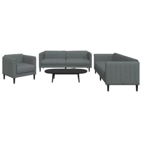 Juego de sofás 3 piezas tela gris oscuro by vidaXL, Sofas - Ref: Foro24-3209230, Price: 653,42 €, Discount: %