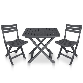 Folding garden table and chairs 3 pieces anthracite plastic by vidaXL, Garden sets - Ref: Foro24-48753, Price: 143,16 €, Disc...