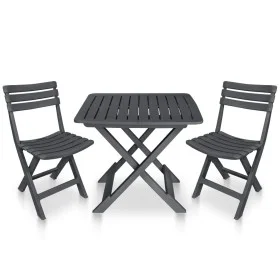 Folding garden table and chairs 3 pieces anthracite plastic by vidaXL, Garden sets - Ref: Foro24-48753, Price: 130,27 €, Disc...