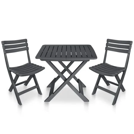 Folding garden table and chairs 3 pieces anthracite plastic by vidaXL, Garden sets - Ref: Foro24-48753, Price: 130,27 €, Disc...