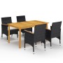 Juego de comedor de jardín 5 piezas con cojines negro by vidaXL, Garden sets - Ref: Foro24-3095866, Price: 379,77 €, Discount: %