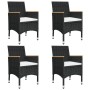 Juego de comedor de jardín 5 piezas con cojines negro by vidaXL, Garden sets - Ref: Foro24-3095866, Price: 379,77 €, Discount: %