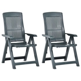 Reclining garden chairs 2 units green plastic by vidaXL, Garden chairs - Ref: Foro24-48767, Price: 159,42 €, Discount: %
