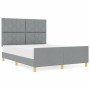 Estructura de cama con cabecera Gris claro 140 x 190 cm tela