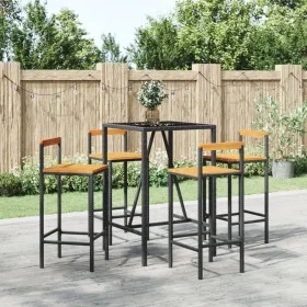 Bar table and garden stools 5 pieces acacia wood PE rattan black by vidaXL, Garden sets - Ref: Foro24-3187691, Price: 267,68 ...