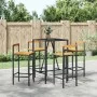 Bartisch und Gartenhocker 5 Stück Akazienholz PE Rattan schwarz von vidaXL, Gartensets - Ref: Foro24-3187691, Preis: 267,68 €...